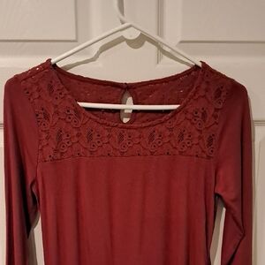 Motherhood Maternity Burgundy Lace Top